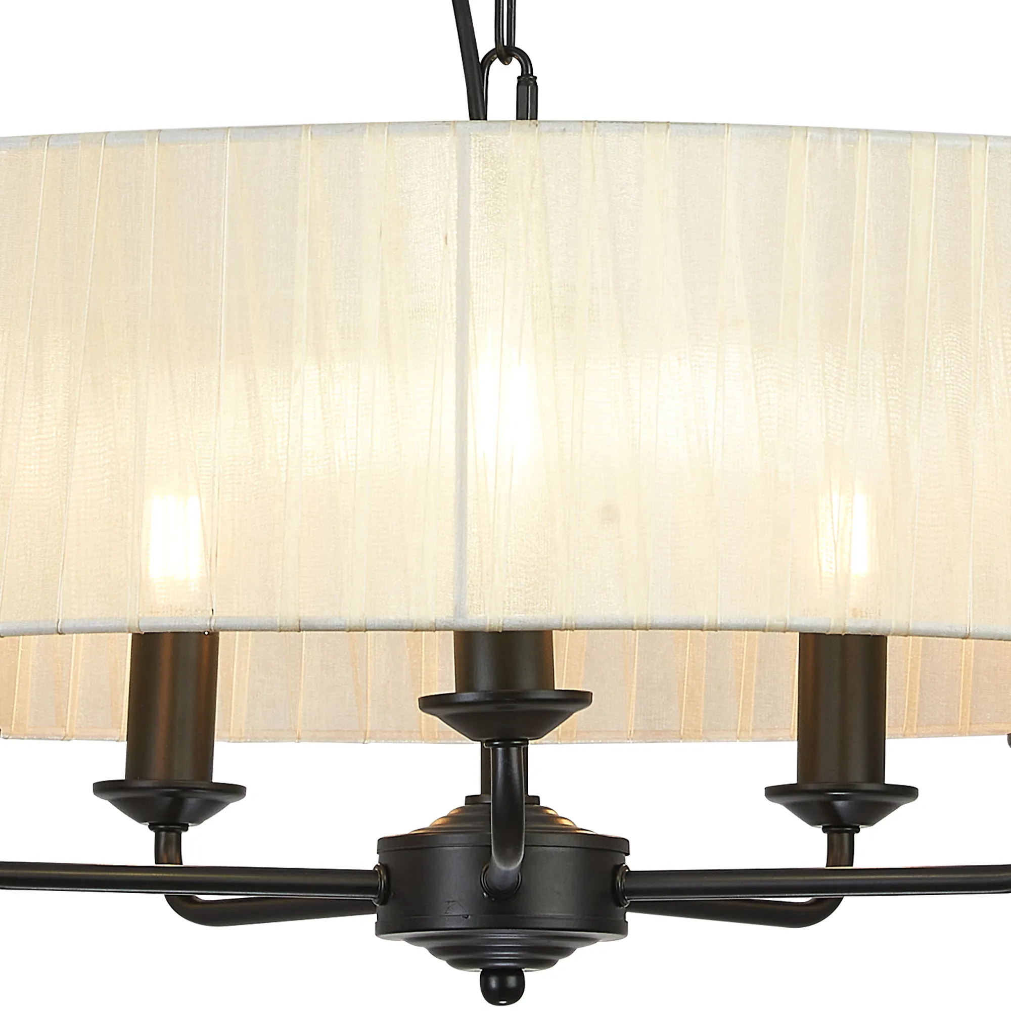 Banyan 60cm 3 Light Pendant Matt Black, Cream DK1026  Deco Banyan MB CR